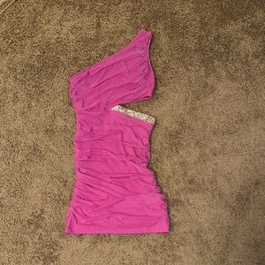 Hello Molly Vibrant Pink One-Shoulder Dress